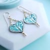 Aqua Tin Heart Earrings