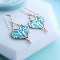 Image 1 of Aqua Tin Heart Earrings