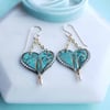 Aqua Tin Heart Earrings