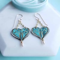 Image 2 of Aqua Tin Heart Earrings
