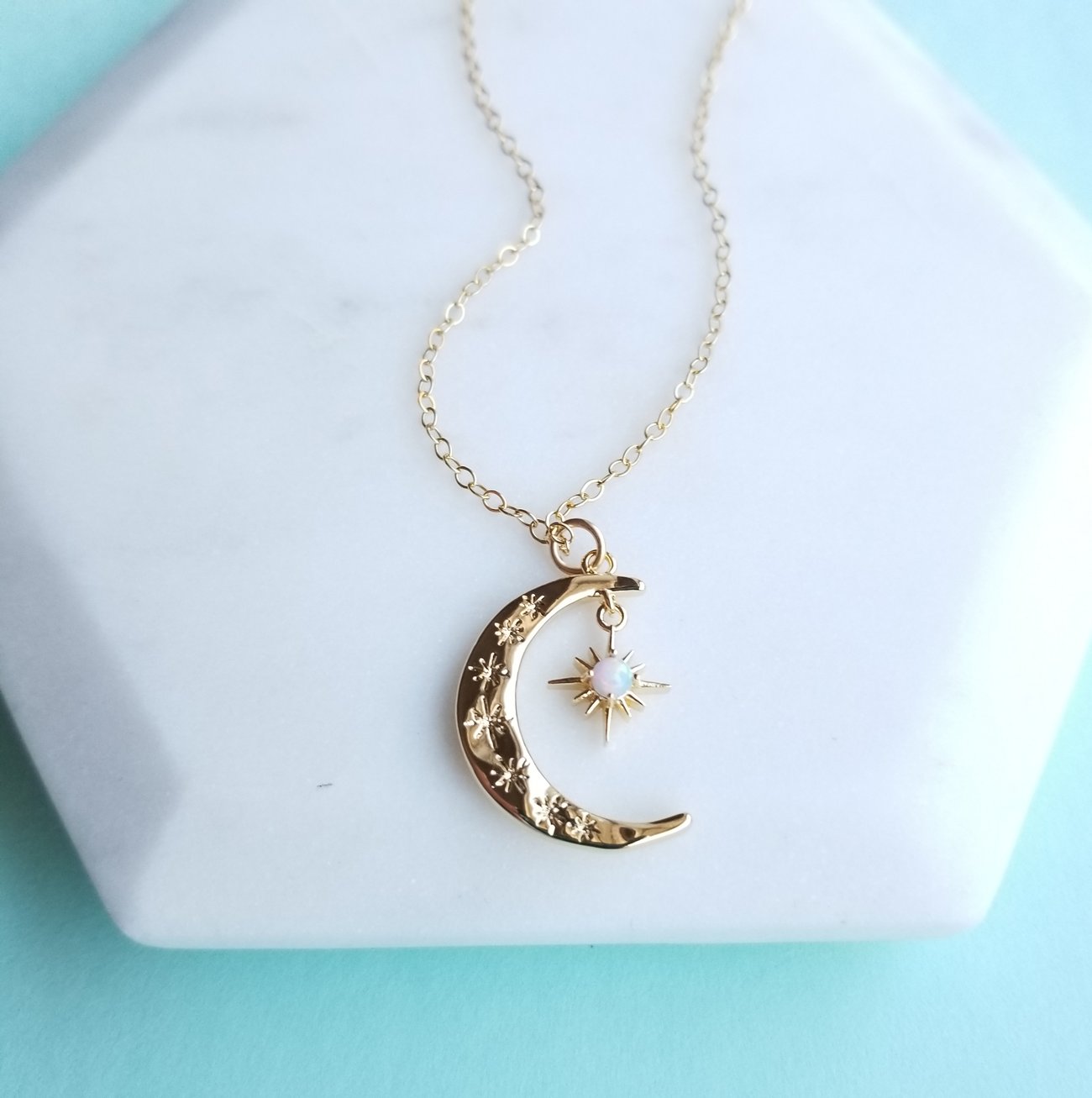 Moon + Star Necklace - Gold | Fresh Designs