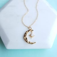 Image 4 of Moon + Star Necklace - Gold