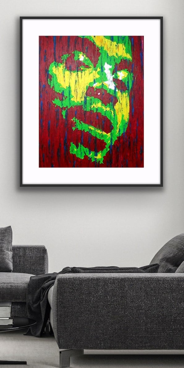 Lenny - Original - Finger Painted Acrylic on Canvas