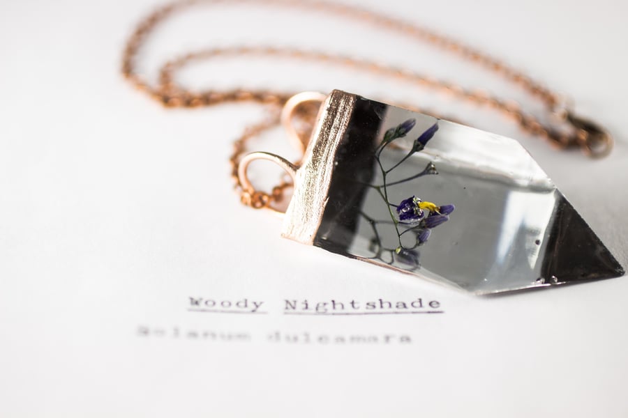 Image of Woody Nightshade (Solanum dulcamara) - Small Copper Prism Necklace #2