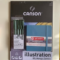 Image 1 of Canson illustration pad + copic multiliner pens OLIVE GREEN+ talens sketchbook