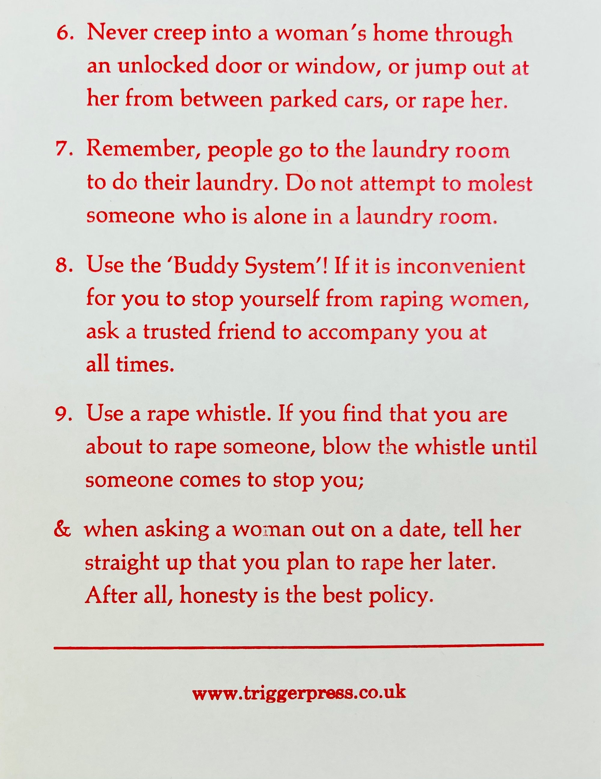 Rape Prevention Tips | Trigger Press