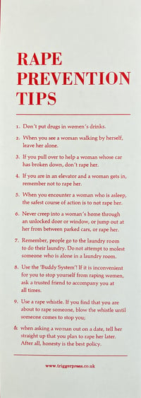 Image 1 of 3 x Rape Prevention Tips