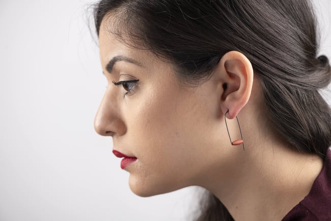 EARRINGS silver - jasper #034-66