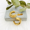 Gold chunky double hoops