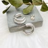 Silver chunky double hoops