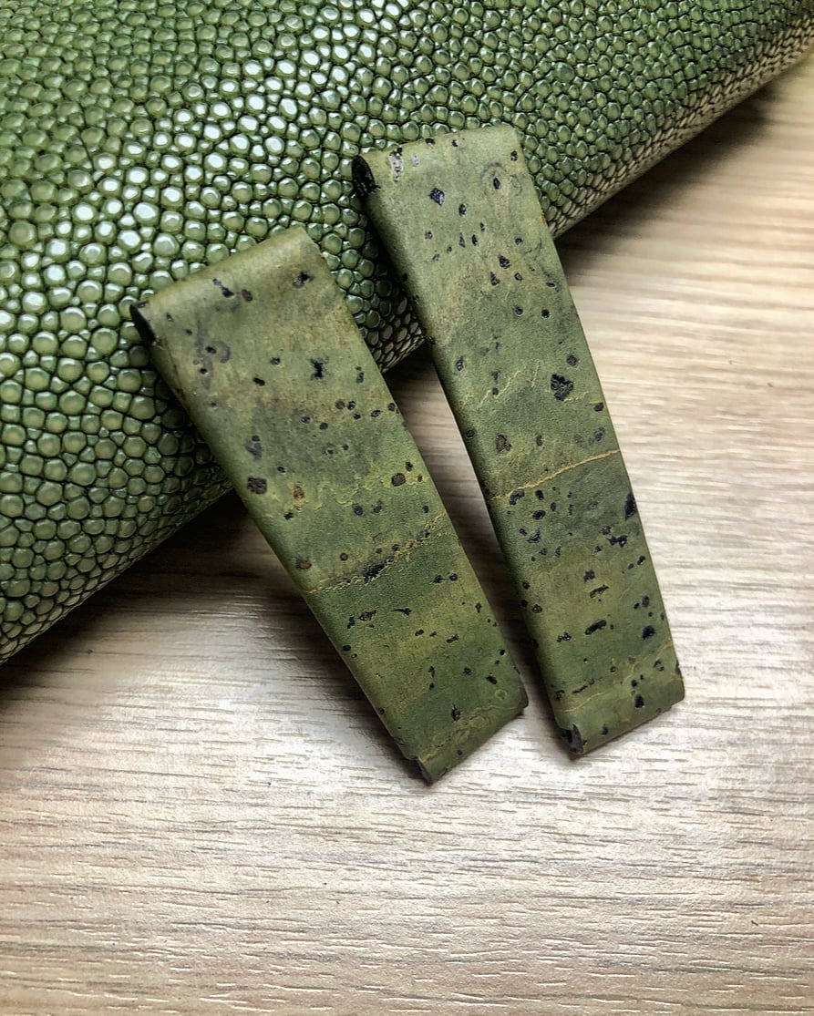 Image of Military green Cork 2 Piece “Spezzone” Strap for Deployante
