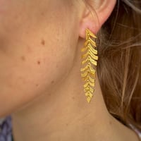 Image 1 of Gold Skeleton Leaf Earrings