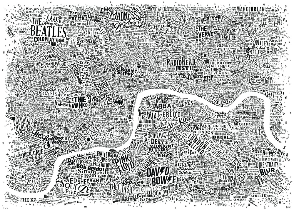 Music Map Of London (White)