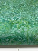 Marbled Paper Floral Swirls on Forest Green - 1/2 sheets