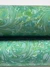 Marbled Paper Floral Swirls on Forest Green - 1/2 sheets