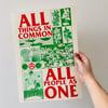 All Things In Common, All People As One A3 riso print