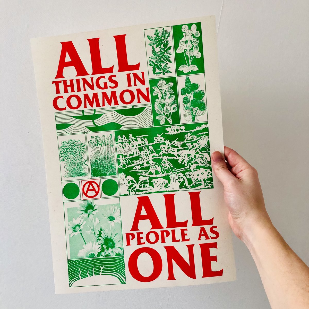 Image of All Things In Common, All People As One A3 riso print