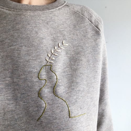 Image of Two vases - hand embroidered organic cotton sweatshirt, available in ALL sizes