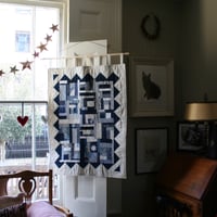 Image 1 of Blue & White Patchwork Wallhanging