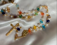 Image 1 of Multicoloured Gem & Pearl Rosary Beads