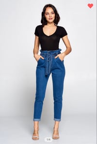 Image 4 of Perfection Paperbag High-Waisted Denim Pants