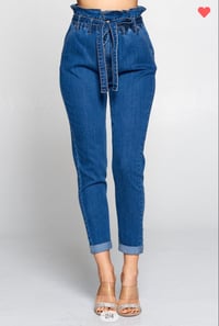 Image 1 of Perfection Paperbag High-Waisted Denim Pants