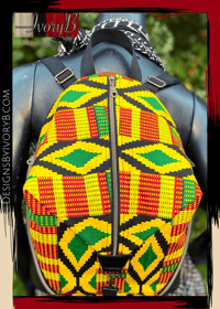 Image 1 of Designs By IvoryB Backpack Kente Yellow Ankara African Print