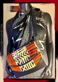 Image 1 of Heidi Crossbody Orange Ankara African Print