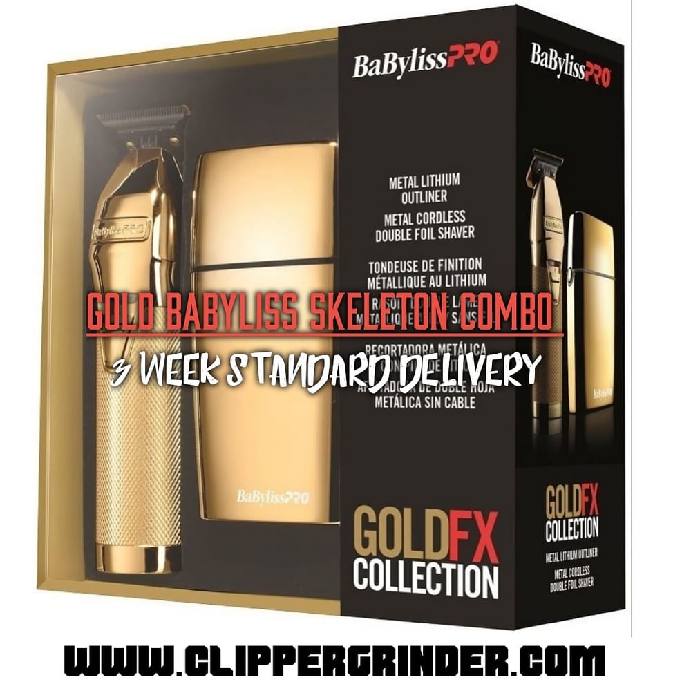 Image of (3 Week Delivery/High Order Volume) Gold Skeleton Trimmer W/Modified Blade & Babyliss Foil Shaver