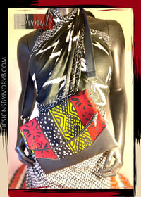 Image 1 of Heidi Crossbody Red Black Yellow Ankara African print 