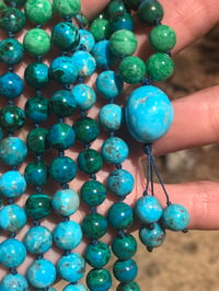 Image 1 of Chrysocolla, Variscite, Kingman Turquoise 108 Beads Japa Mala Hand knotted Gemstone Necklace 