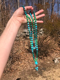 Image 5 of Chrysocolla, Variscite, Kingman Turquoise 108 Beads Japa Mala Hand knotted Gemstone Necklace 