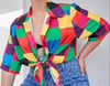 ColorBlock Short Sleeve Plus Size Blouse  