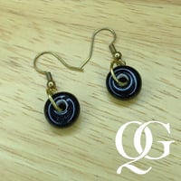 Handmade Sparkly Black Boro Glass Bead on 18k Gold Plated Hook Earrings (One Pair)