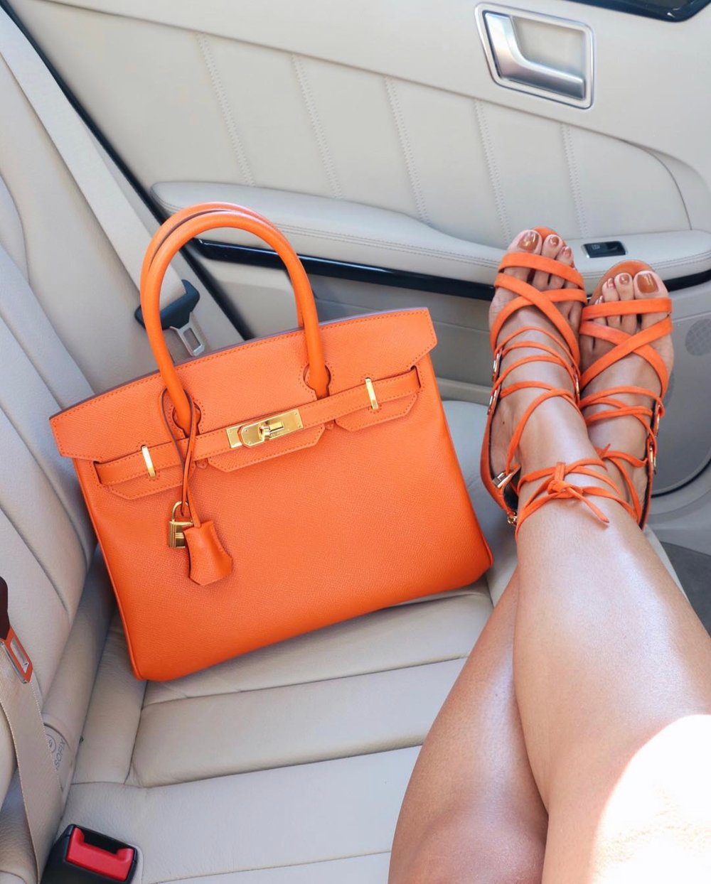 Image of BRIGHT ORANGE SUEDE STRAP UP HEELS (UK 9)