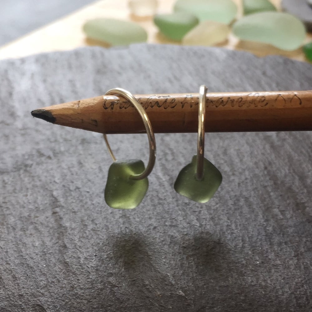 Image of Olive sea glass earrings - Thorpeness 