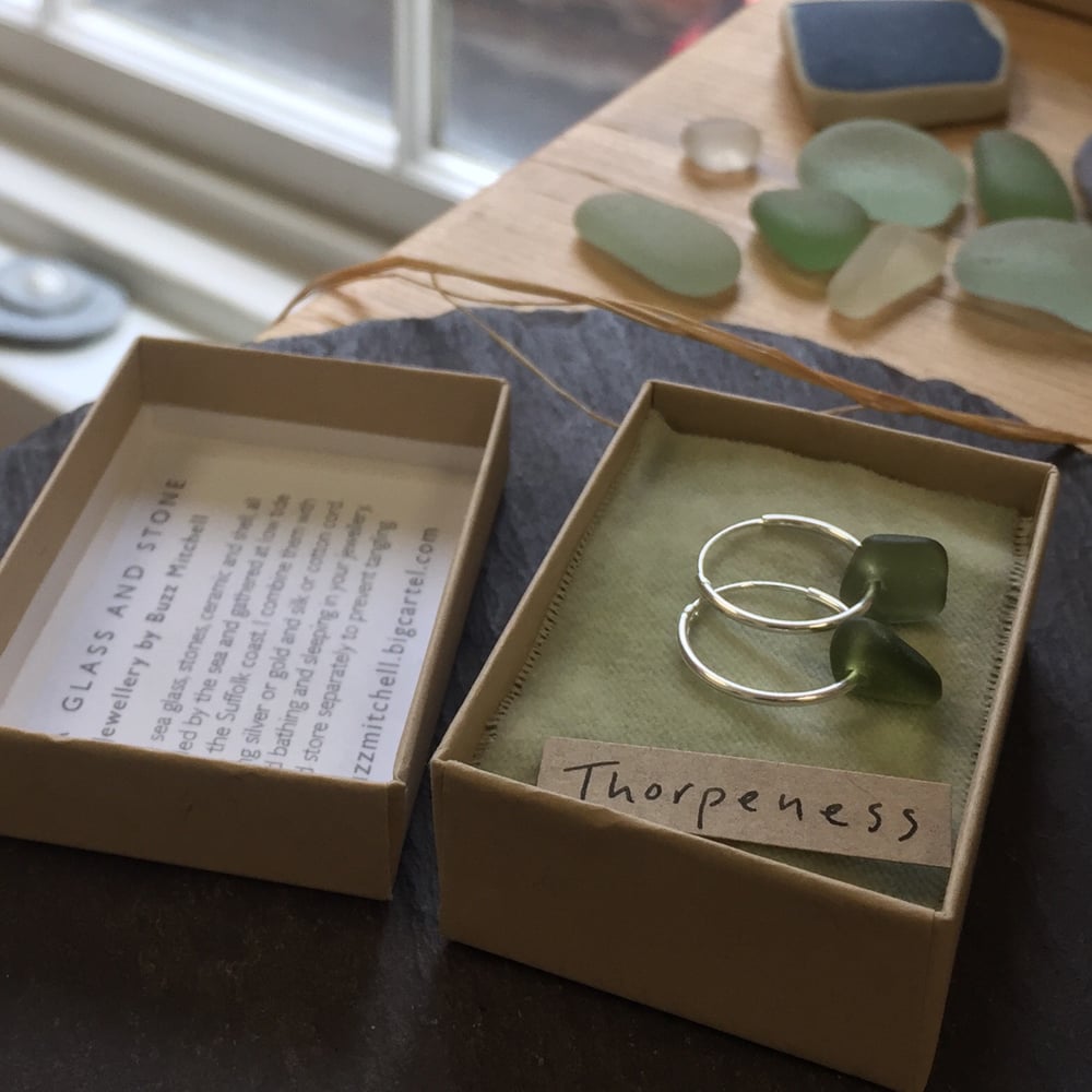 Image of Olive sea glass earrings - Thorpeness 