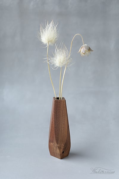 Image of Wavy walnut wood vase - ready to ship
