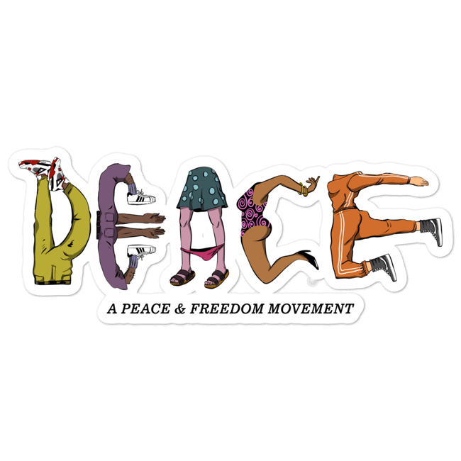 A PEACE & FREEDOM 5.5 Sticker 