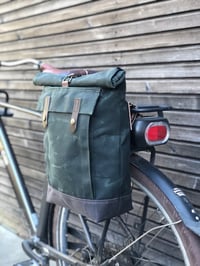 Image 2 of E-bike pannier / Electric bike bag  / Bicycle bag in waxed canvas / Bike accessories