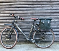 Image 1 of E-bike pannier / Electric bike bag  / Bicycle bag in waxed canvas / Bike accessories
