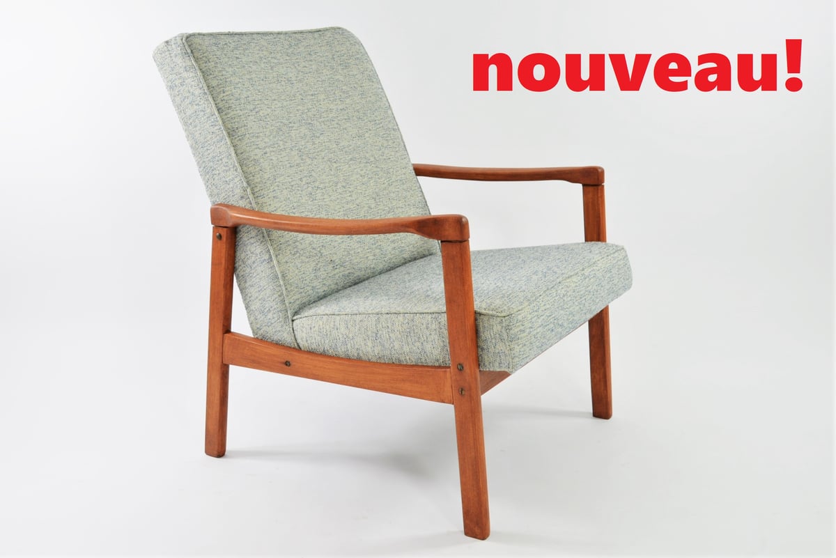 Image of Fauteuils "BZ petit" bouclette bleu & blanche