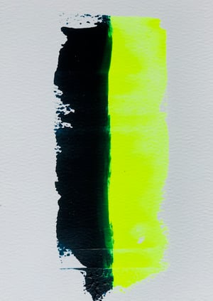 STUDY -slow- green and blue - acrylic on cotton paper 10,4x14,7 cm 