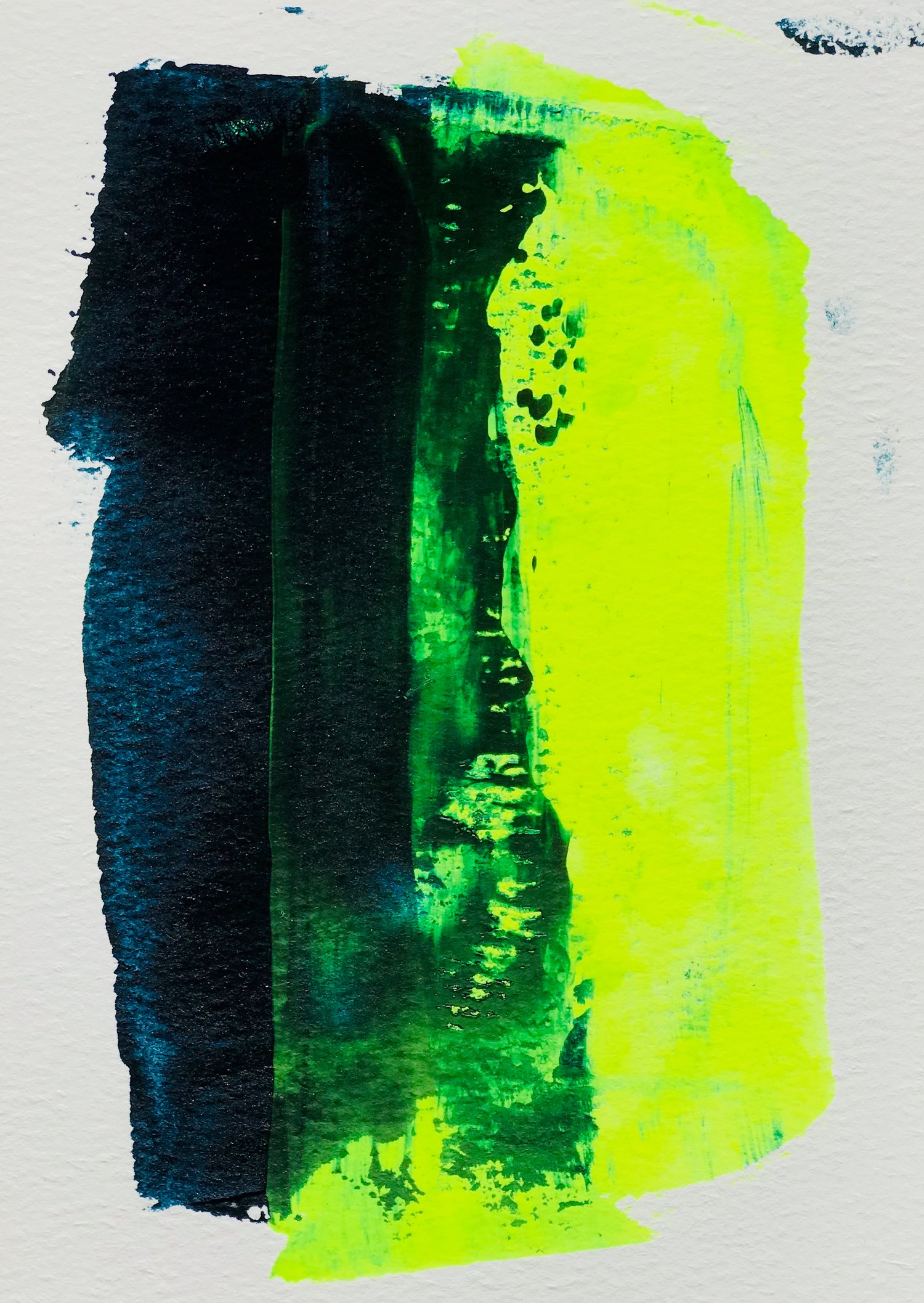 STUDY -slow- blue and green - acrylic on cotton paper, 10,4x14,7cm