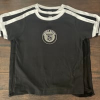 White Stripe on Black Toddler T. 