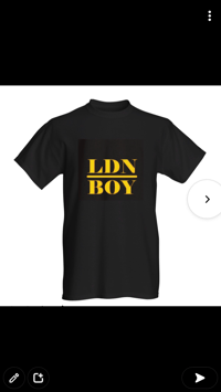 LDN BOY T shirt Black Gold Logo