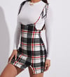 Plaid Tie Shoulder Overall Dress