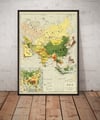 Mapa escuela de Asia Seix Barral | 1959 | Wall Art Print | Vintage Map