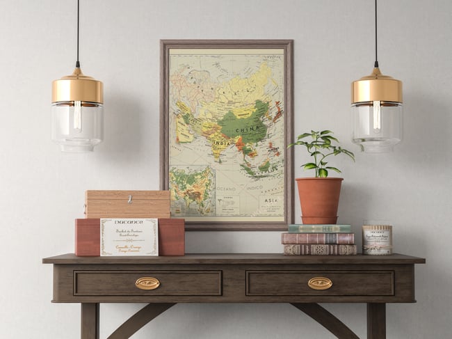 Mapa escuela de Asia Seix Barral | 1959 | Wall Art Print | Vintage Map