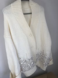 Image 4 of PEARL/SEQUIN CREAM CARDIGAN